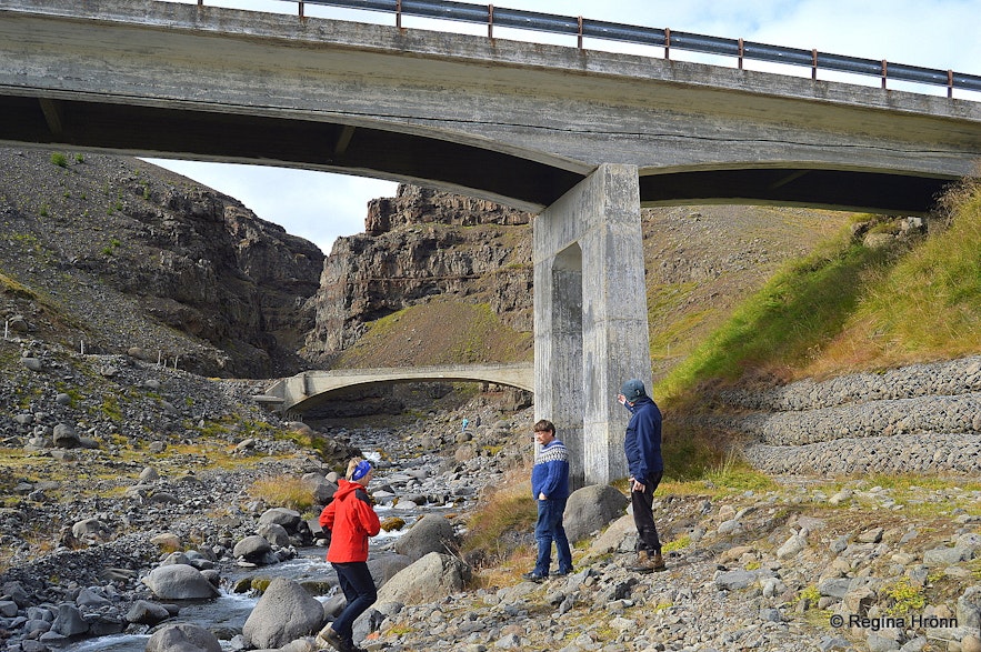 Kotagil Gorge in North-Iceland and the bridges