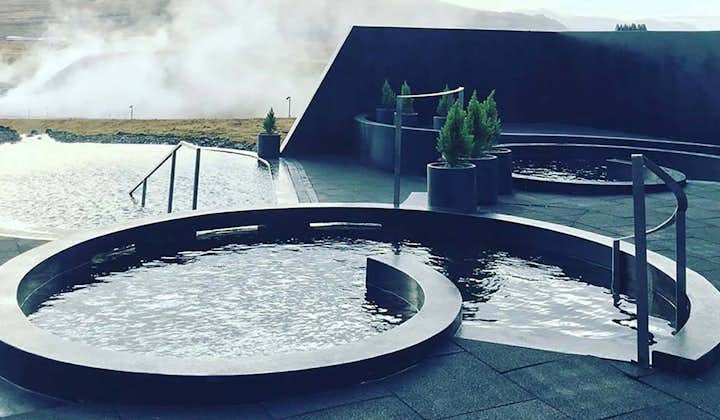 A hot tub at the Krauma geothermal spa in west Iceland.