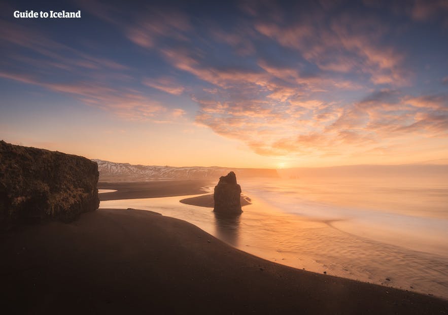 Reynisfjara is a black sand beach on the South Coast of Iceland.