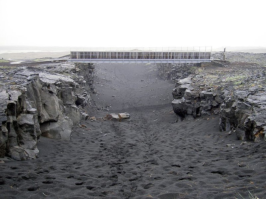The Bridge Between the Continents is located on the Reykjanes Peninsula.