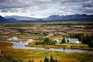 A beautiful view over Þingvellir national park on a late summer day.