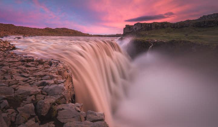 Dettifoss has the greatest flow rate of any waterfall in Europe and boasts a total height of 44 metres.