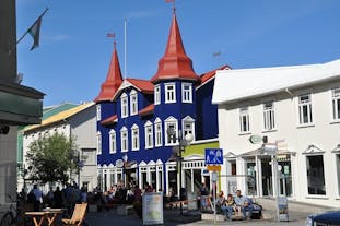 The streets of Akureyri are full of colorful buildings and houses.