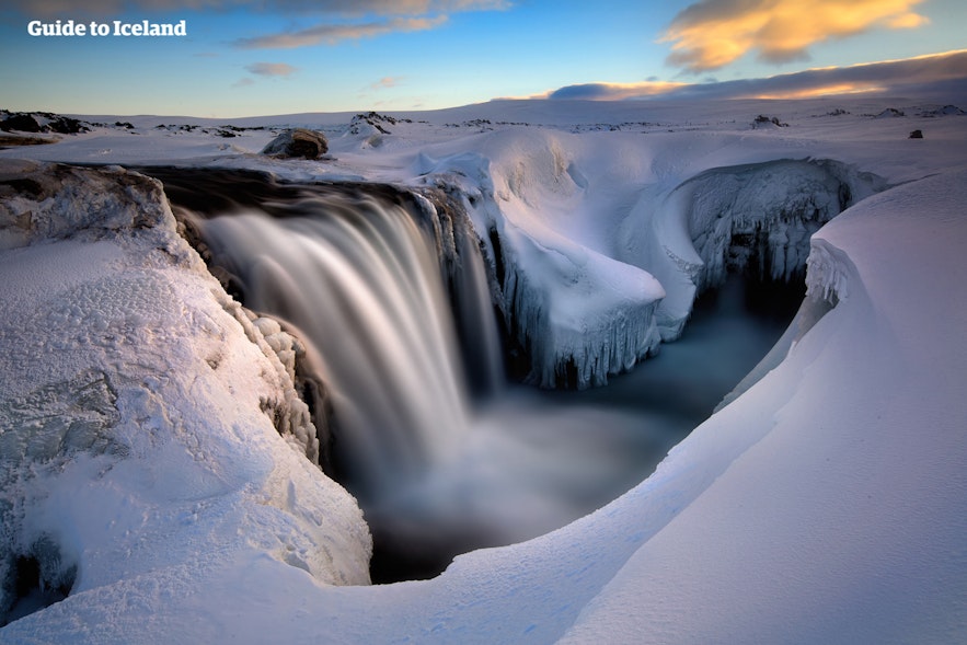 Located in the north highlands, Hrafnabjargafoss is hard to access in winter.