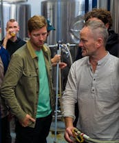 Guests are encouraged to ask questions about the beer-making process.