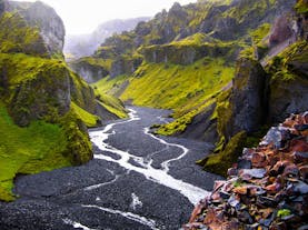 Thorsmork and the Icelandic Highlands have beautiful mountains and canyons.