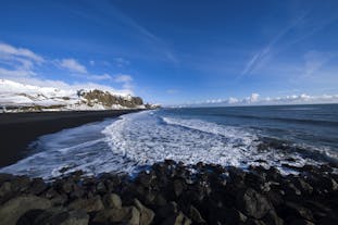 Reynisfjara black sand beach on the South Coast of Iceland.