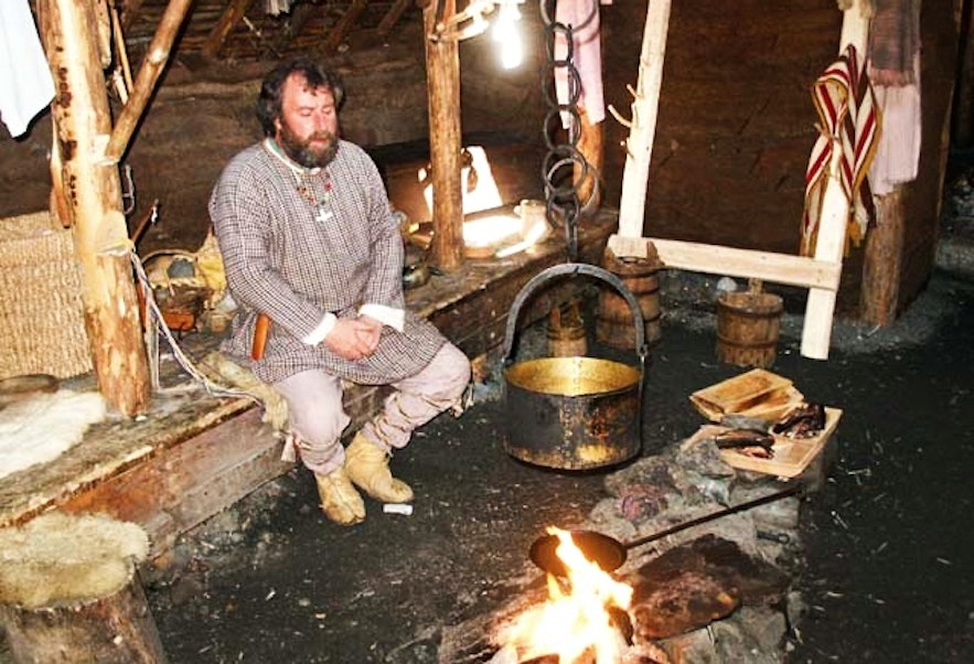 一位典型的传统古挪威人在舒适的家中放松