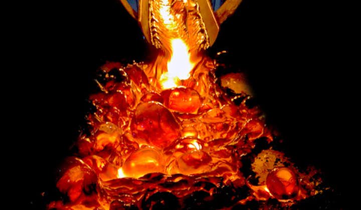 Red-hot molten lava