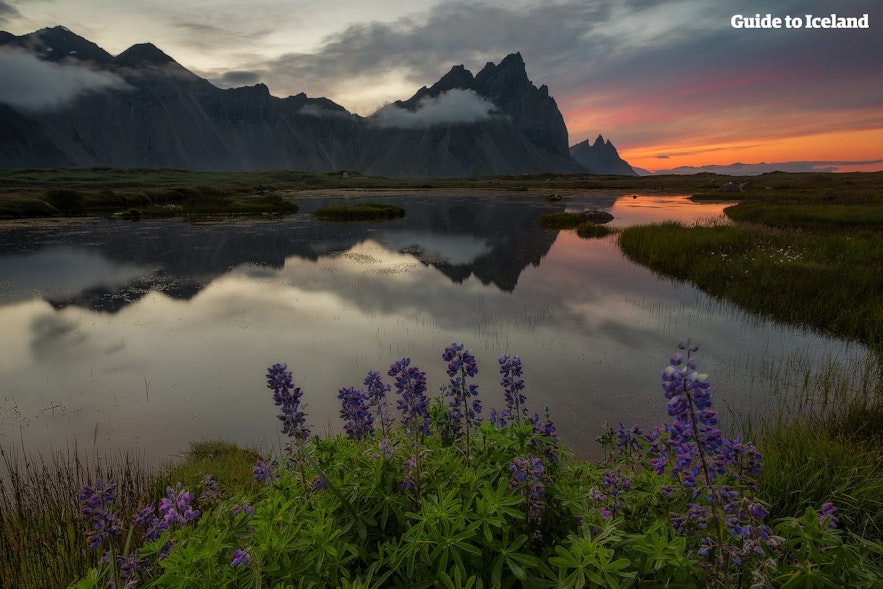 The silhouette of Vestrahorn Mountain.