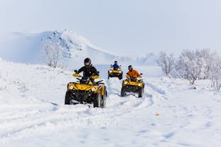 Hoppa ombord på en fyrhjuling och susa fram genom snön strax utanför Reykjavík.