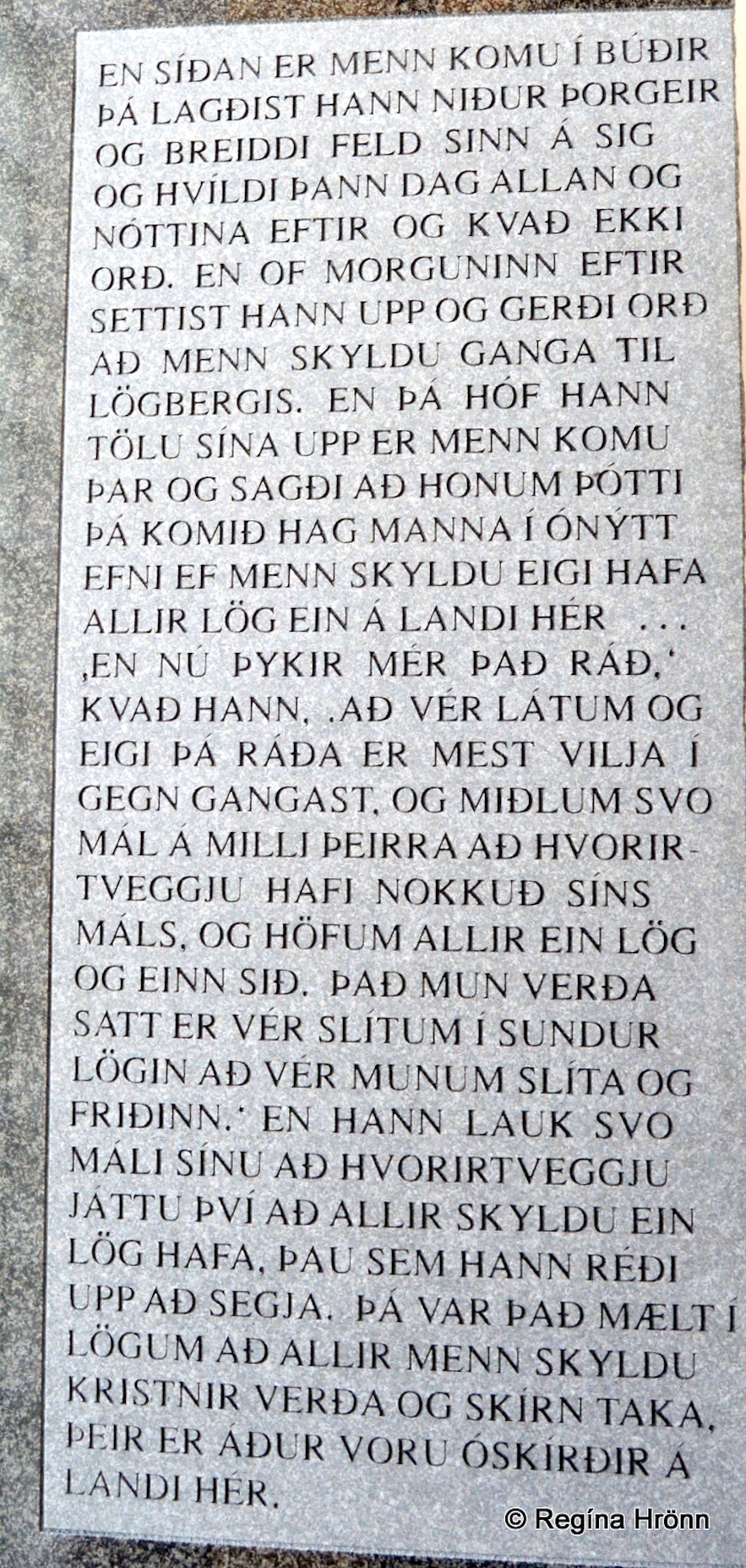 A memorial by Goðafoss waterfall