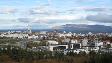The city of Reykjavík in the summer.