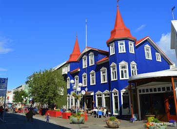 A brightly coloured house in the North Iceland town of Akureyri.