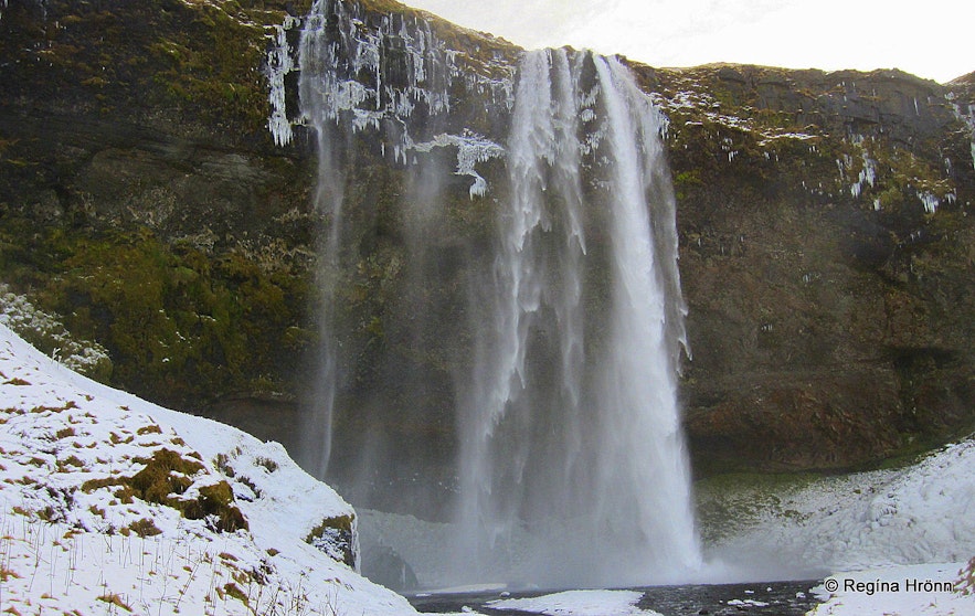 Seljalandsfoss waterfall in the wintertime