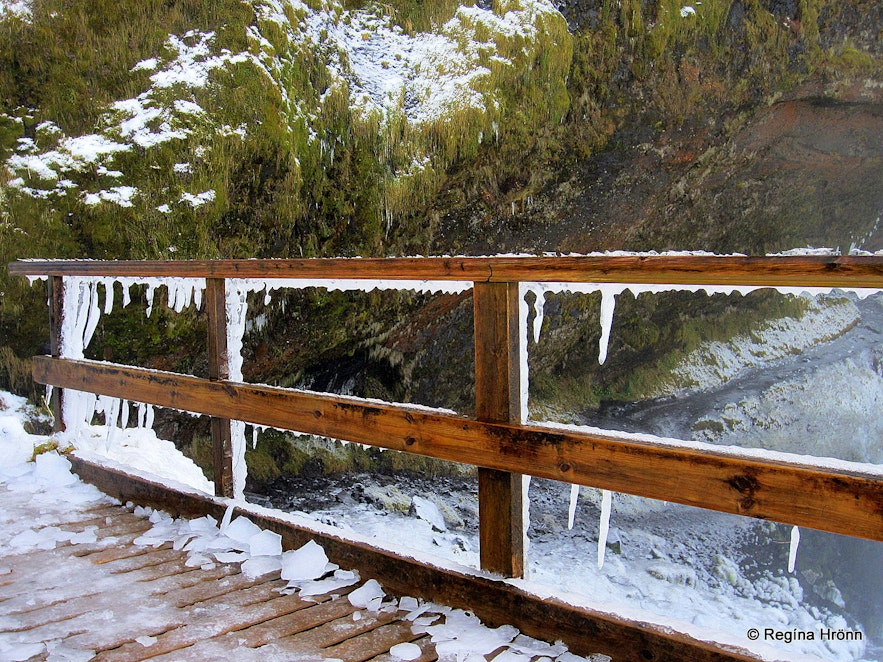 Ice and icicles on the path to Seljalandsfoss waterfall