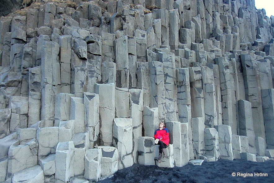 Regína By the basalt columns by Reynisfjara beach