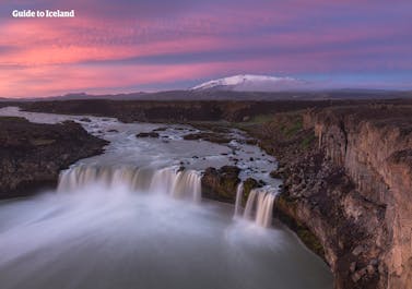 Goðafoss waterfall is located close to Akureyri town and its history matches its natural beauty.
