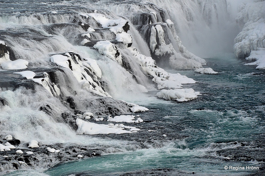 Gullfoss waterfall in the wintertime