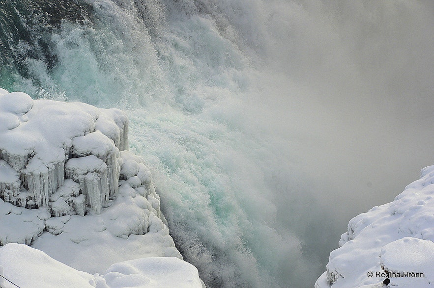 Winter photos of Gullfoss waterfall