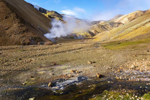 The wild Highlands are known for their colourful mountains and hot springs, especially in the Landmannalaugar area.