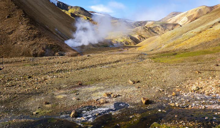 The wild Highlands are known for their colourful mountains and hot springs, especially in the Landmannalaugar area.