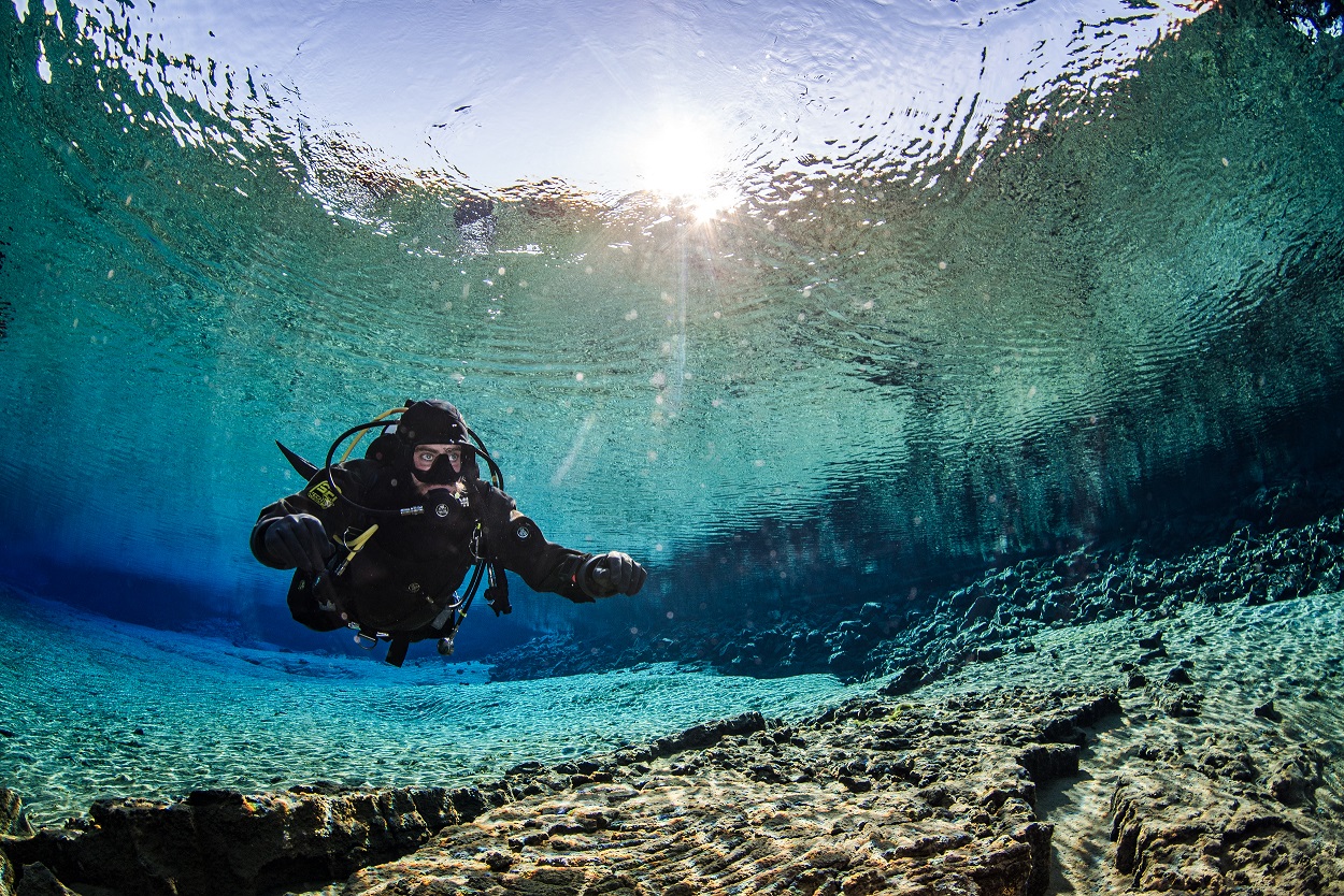 Diving at Silfra means diving in some of the clearest water in the world.