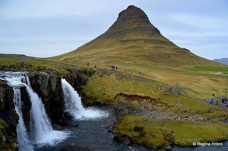 Mt. Kirkjufell and Kirkjufellsfoss waterfall West-Iceland