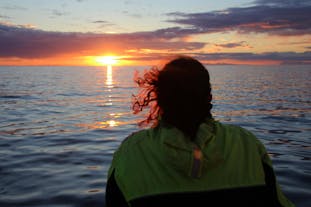 Bewonder het prachtige landschap van de baai van Faxafloi tijdens deze fantastische walvisexpeditie onder de middernachtzon.