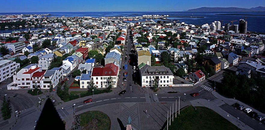 Panorama centrum Reykjaviku.