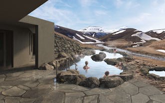 Travelers bathe in the hot springs at the Kerlingarfjoll Nature Reserve.