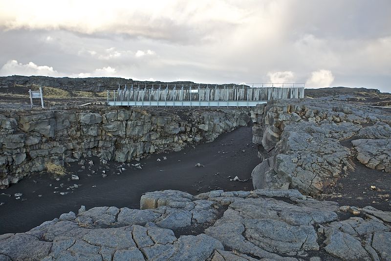 The Bridge Between the Continent at Sandvik is on the Reykjanes Peninsula.