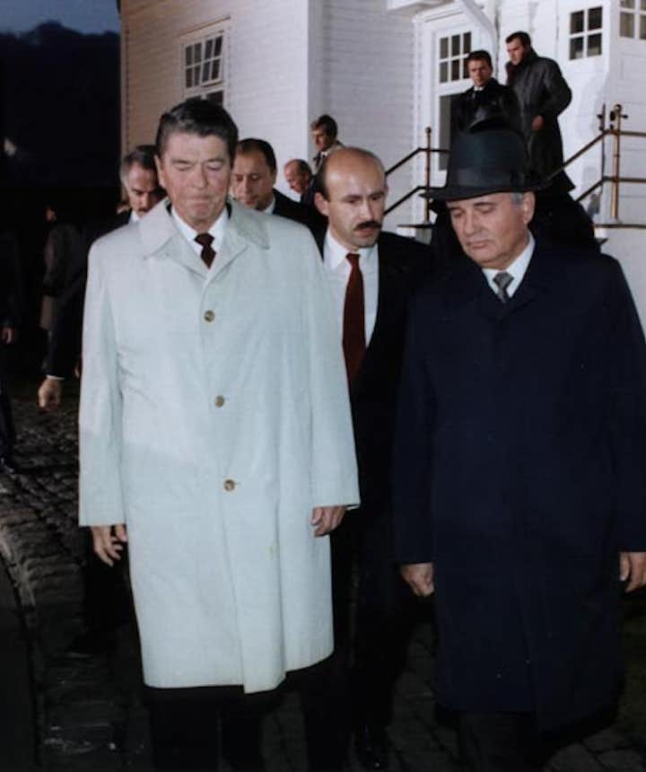 U.S. President Ronald Reagan and Soviet leader Mikhail Gorbachev met in Reykjavik in October 1986 to discuss nuclear disarmament. Sadly the talks collapsed at the last minute