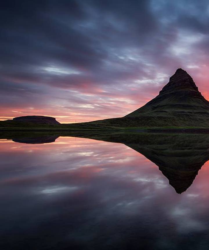 Kirkjufell, in West Iceland, at sunset