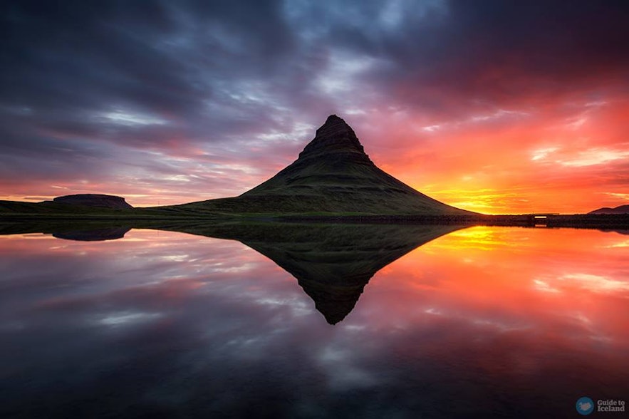 Soleil de minuit en été en Islande