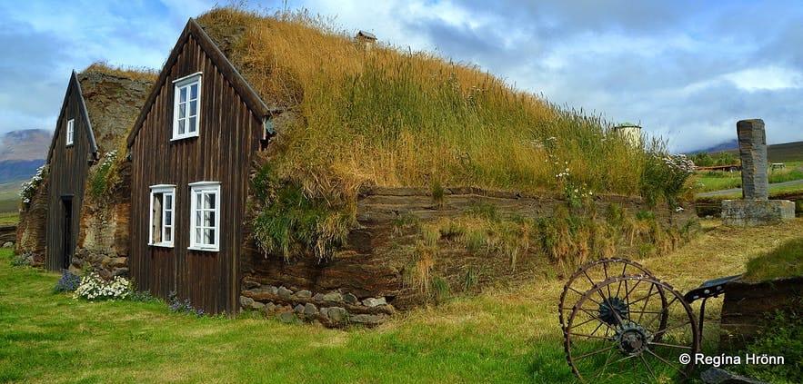 Stóru-Akrar is an excellently preserved turf house in Iceland.