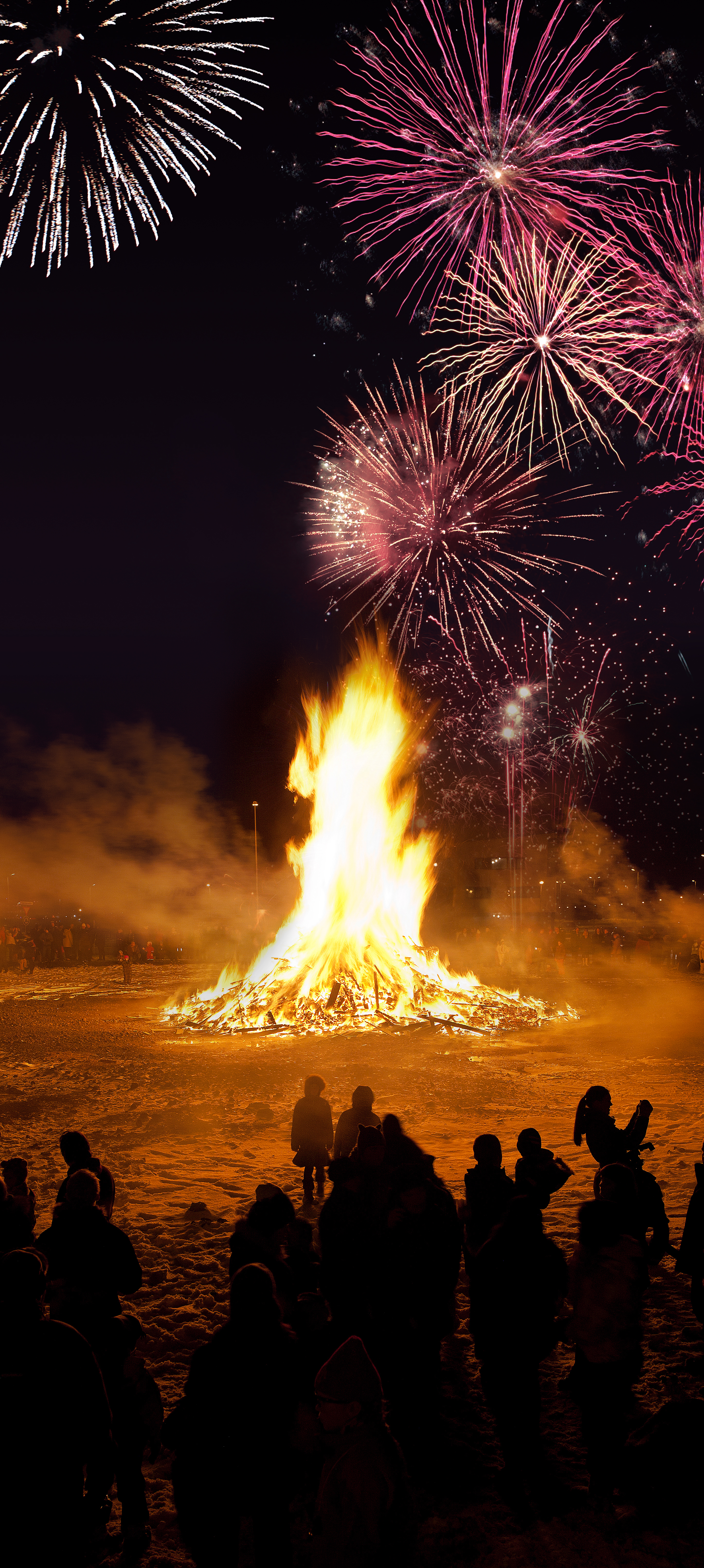 Bonfires are a popular way for locals to prepare for new year's celebrations in Reykjavík