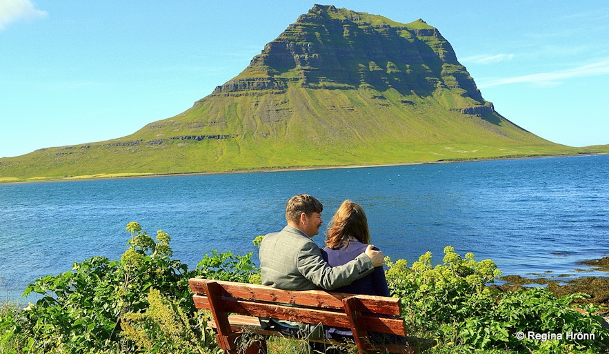 Regína and her husband by Mt. Kirkjufell Grundarfjörður