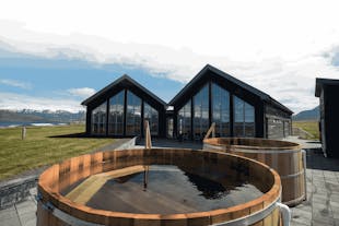 Bjorbodin beer spa in North Iceland is set in a beautiful location.