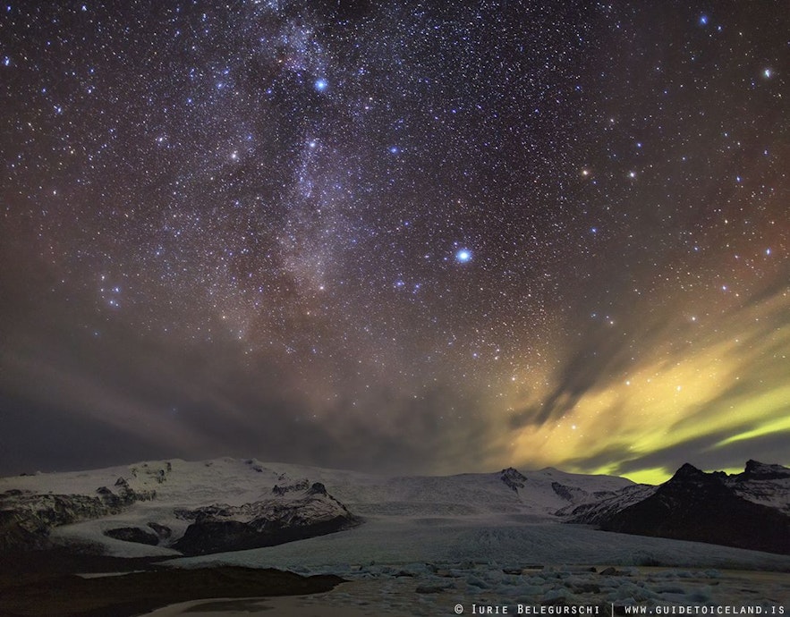 With the right camera and clear skies, you can capture the milky way along with the Aurora.