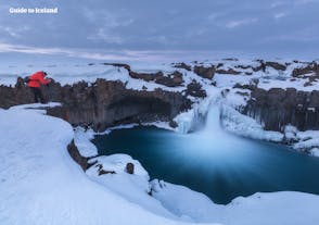 Aldeyarfoss is a waterfall between North Iceland and the Highlands, accessible even in winter.