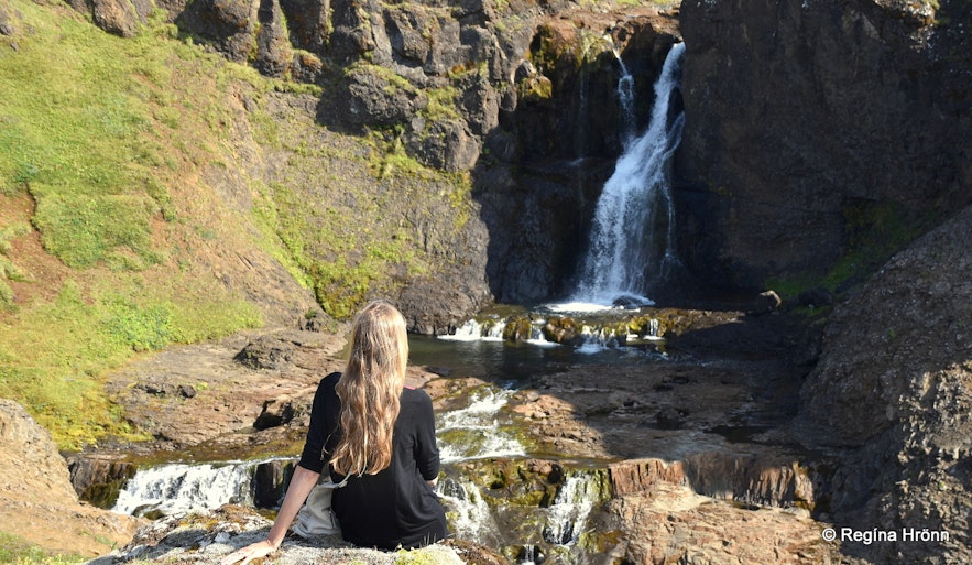 Regína by Tröllafoss - Trolls' Falls in Mosfellsdalur Valley in South-West Iceland