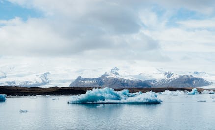 Jokulsarlon Glacier Lagoon, the deepest glacial lake in Iceland, situated in the South East part of the country.