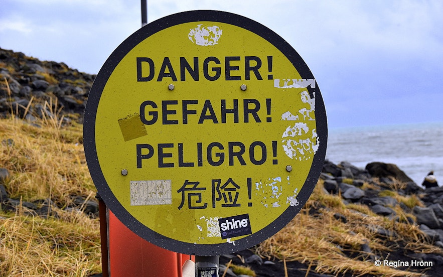 A danger sign at Reynisfjara beach