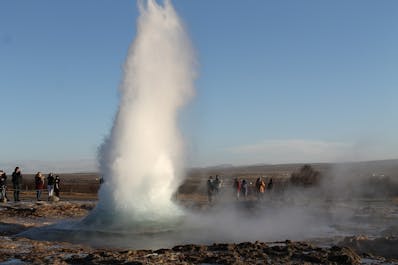 The much-loved geyser Strokkur which bursts up to 20 metres into the air almost every 5 minutes.