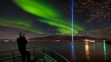 Noorderlicht kijken op een boot in Reykjavik