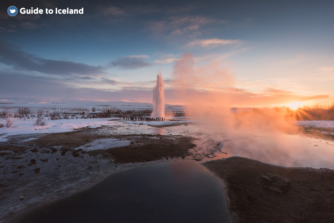Haukadalur Geothermal Area is the perfect place in the winter months to understand why Iceland is known as the land of 'Ice and Fire'.