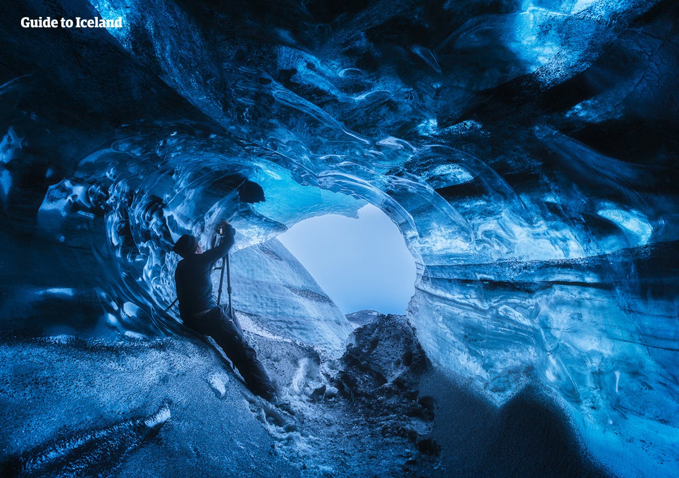 The different blues and hues of this ice cave are awe-inspiring.