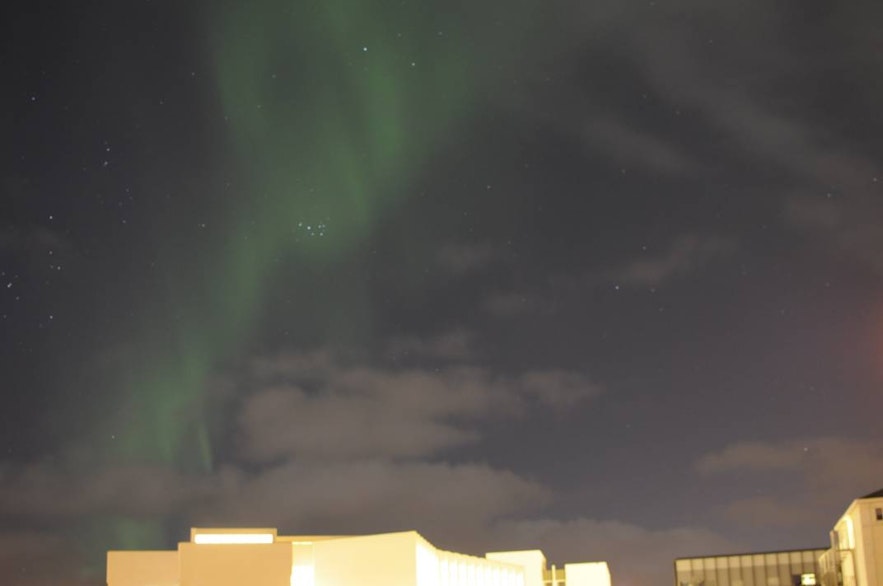 Aurora in Downtown Reykjavík!