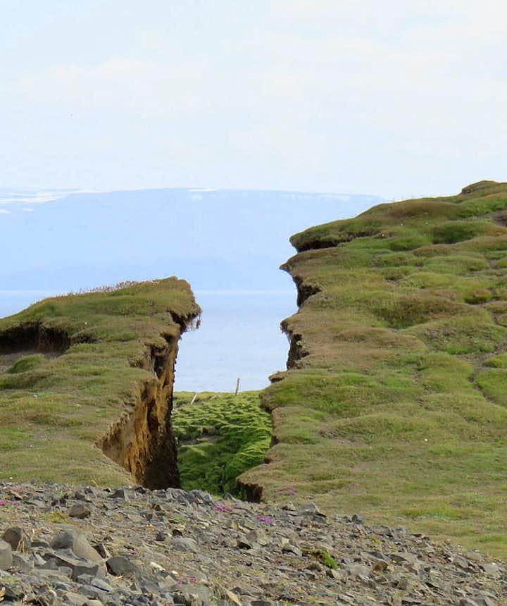 Regína at  Ketubjörg Cliffs and Dalshorn at Skagi in North-Iceland